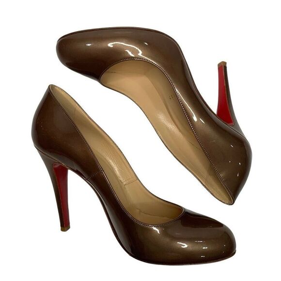 Christian Louboutin Patent Leather Shimmery Brown High Heels EU 37 US 7 Pumps - Picture 5 of 9